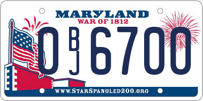 MD license plate 0BJ6700