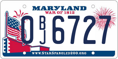 MD license plate 0BJ6727