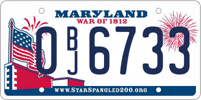 MD license plate 0BJ6733