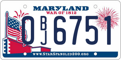 MD license plate 0BJ6751