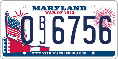 MD license plate 0BJ6756