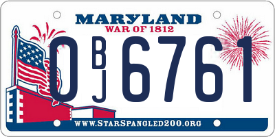 MD license plate 0BJ6761