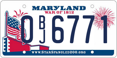 MD license plate 0BJ6771