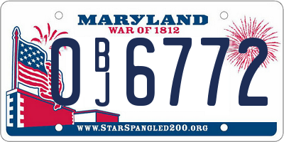 MD license plate 0BJ6772