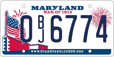 MD license plate 0BJ6774