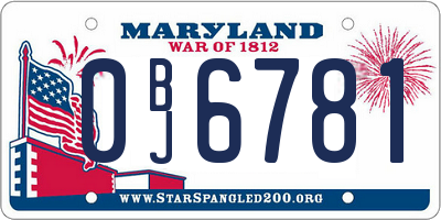 MD license plate 0BJ6781