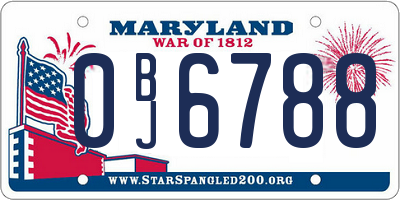 MD license plate 0BJ6788