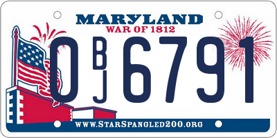 MD license plate 0BJ6791