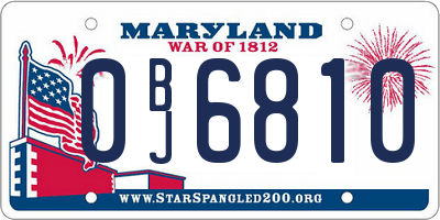 MD license plate 0BJ6810