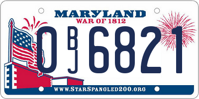 MD license plate 0BJ6821