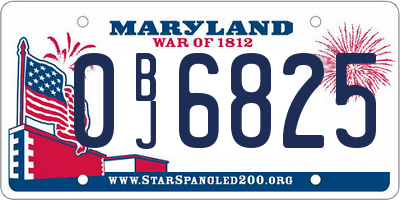 MD license plate 0BJ6825