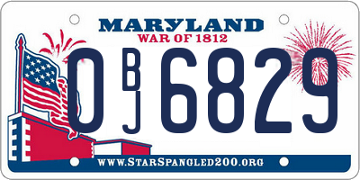 MD license plate 0BJ6829