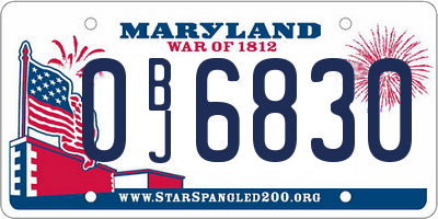 MD license plate 0BJ6830