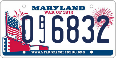 MD license plate 0BJ6832