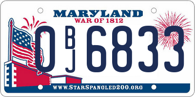 MD license plate 0BJ6833