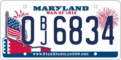 MD license plate 0BJ6834