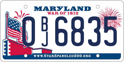 MD license plate 0BJ6835