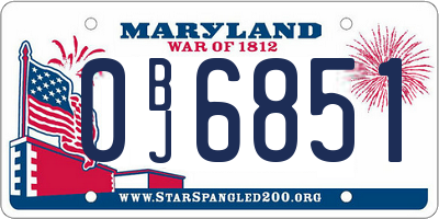 MD license plate 0BJ6851