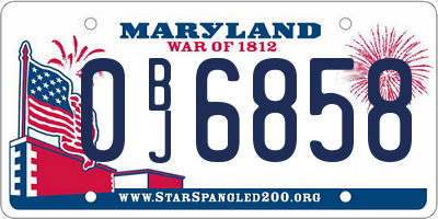 MD license plate 0BJ6858