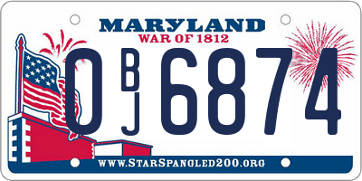 MD license plate 0BJ6874