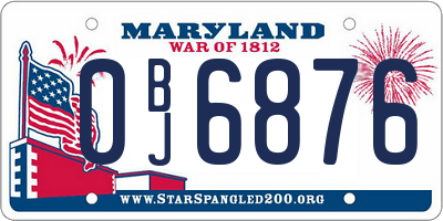 MD license plate 0BJ6876