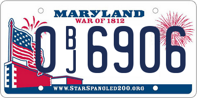 MD license plate 0BJ6906