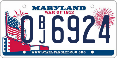 MD license plate 0BJ6924