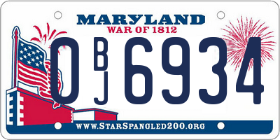 MD license plate 0BJ6934