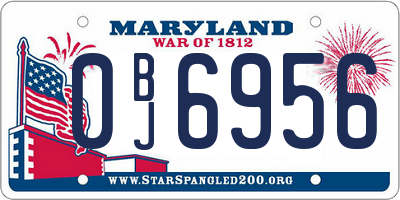 MD license plate 0BJ6956