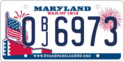 MD license plate 0BJ6973