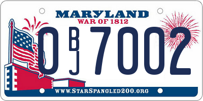 MD license plate 0BJ7002