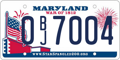MD license plate 0BJ7004