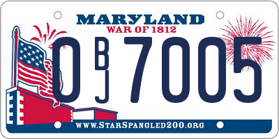 MD license plate 0BJ7005