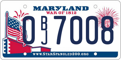 MD license plate 0BJ7008