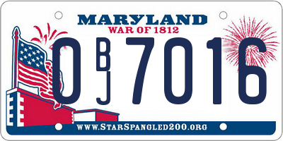 MD license plate 0BJ7016