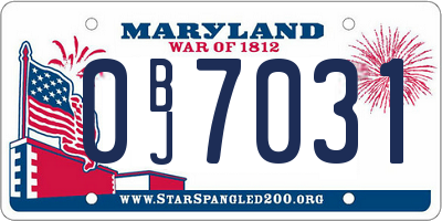 MD license plate 0BJ7031