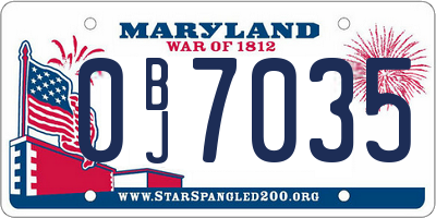 MD license plate 0BJ7035