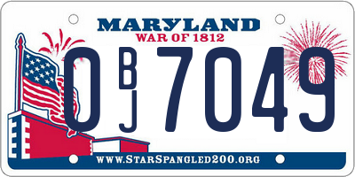MD license plate 0BJ7049