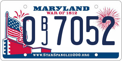 MD license plate 0BJ7052
