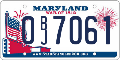 MD license plate 0BJ7061