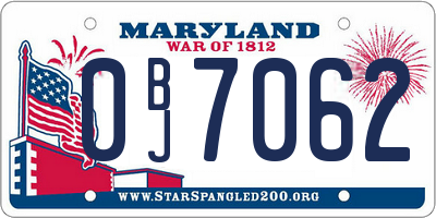 MD license plate 0BJ7062