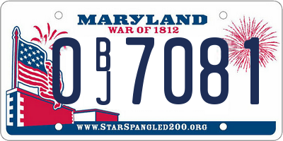 MD license plate 0BJ7081