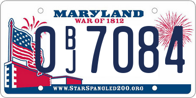 MD license plate 0BJ7084