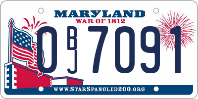 MD license plate 0BJ7091