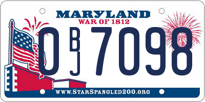 MD license plate 0BJ7098