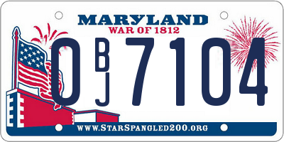 MD license plate 0BJ7104