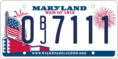 MD license plate 0BJ7111