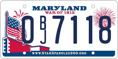 MD license plate 0BJ7118