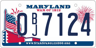 MD license plate 0BJ7124