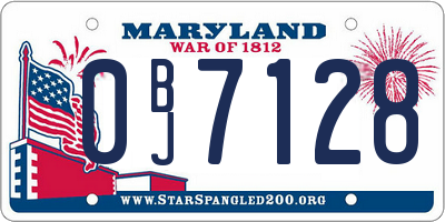 MD license plate 0BJ7128